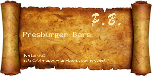Presburger Bars névjegykártya
